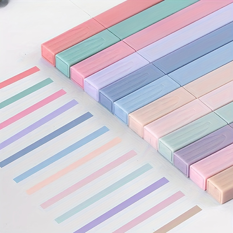 TEMU [12 Pastel Highlighters ] 12pcs Pastel Highlighters - Chisel Tip, & Bleed-resistant, Durable Plastic - Ideal For Journaling, Office, Students &