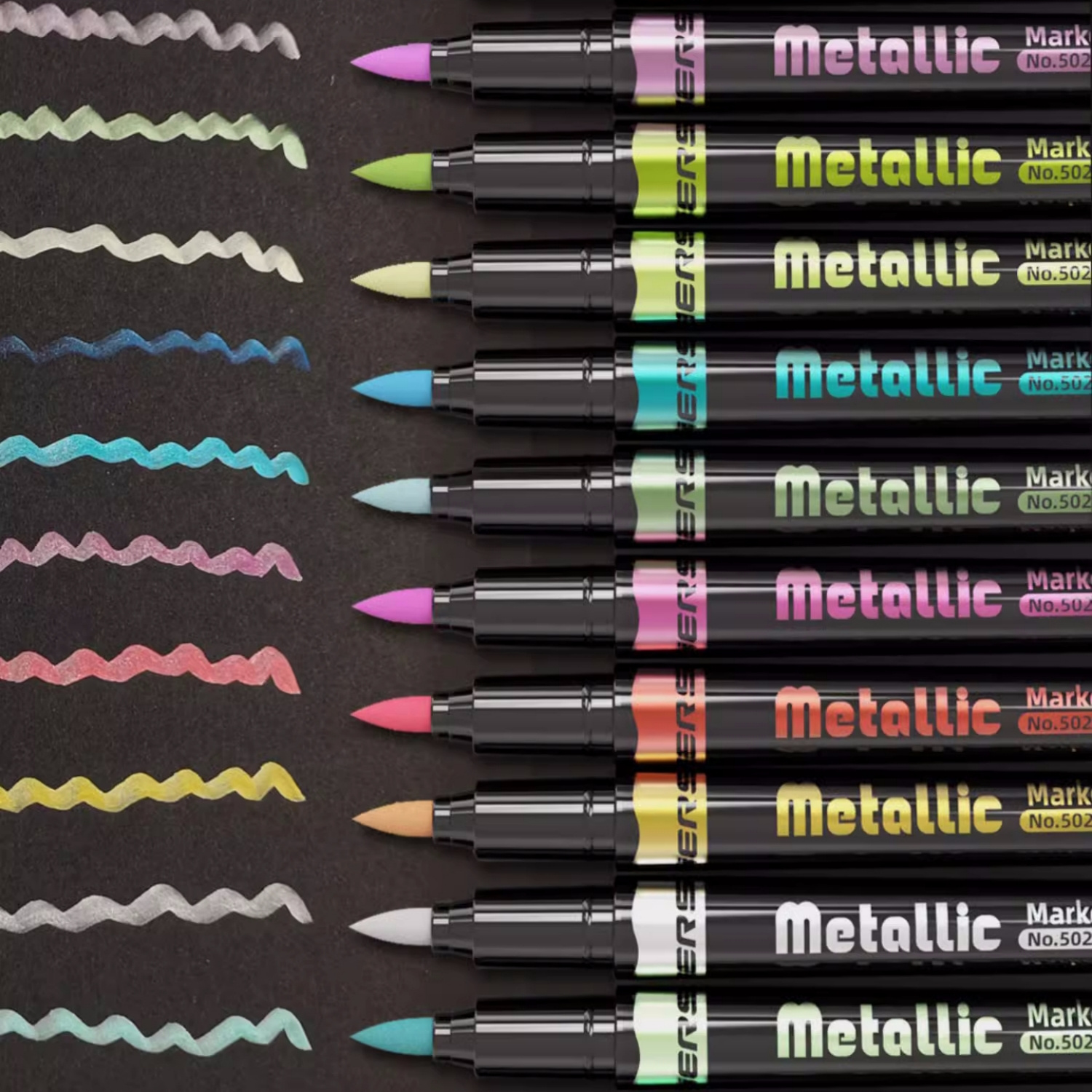 

Metal Marker 18-color Single-head Art Marker Set, Suitable For Artists Adult Coloring Illustrations - - Brushes And Chisels - Refillable, Bright Colors Recoloring, Holiday