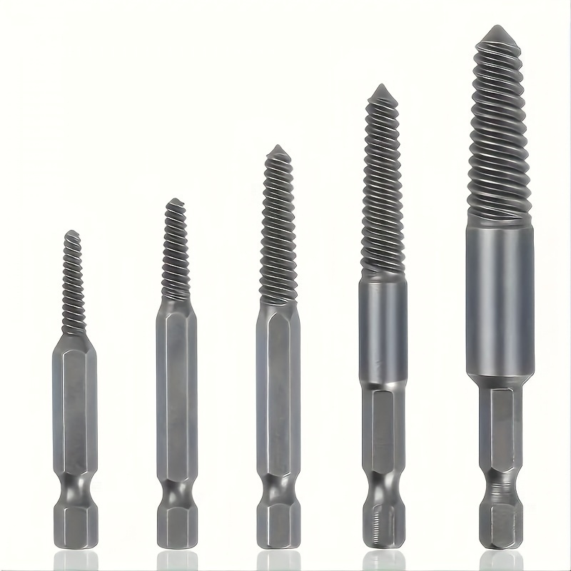 5pcs Screw Extractor Set - Easily Remove Broken Bolts, Durable And Versatile, With Drill Bit Guide, Hex Shank And Wrench