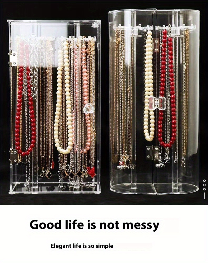 1pc   earrings necklace bracelet desktop storage box transparent hanging jewelry display rack dustproof necklace display shelf   suitable for   accessories storage racks large capacity jewelry rack best gift for valentines day christmas fathers day for relatives   Product details 0