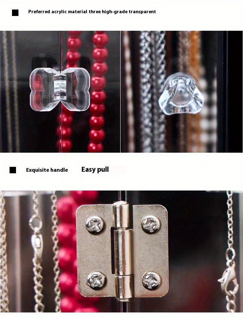 1pc   earrings necklace bracelet desktop storage box transparent hanging jewelry display rack dustproof necklace display shelf   suitable for   accessories storage racks large capacity jewelry rack best gift for valentines day christmas fathers day for relatives   Product details 4