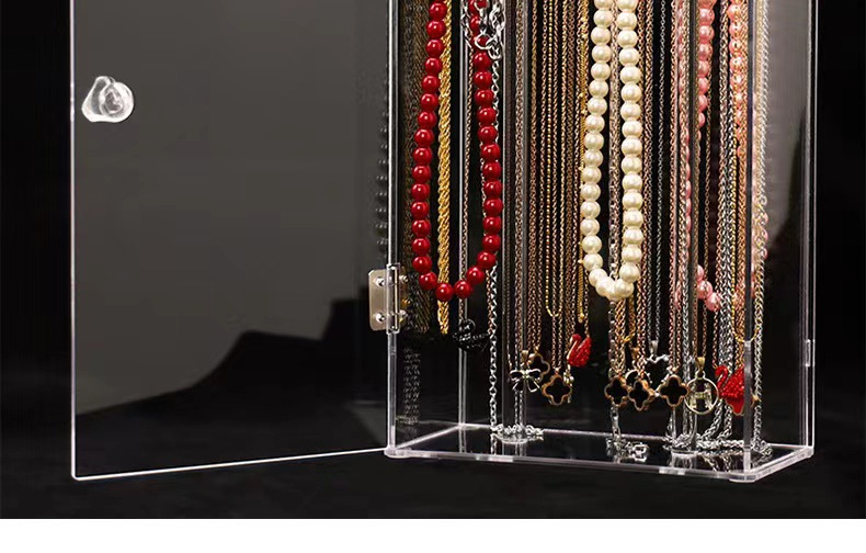 1pc   earrings necklace bracelet desktop storage box transparent hanging jewelry display rack dustproof necklace display shelf   suitable for   accessories storage racks large capacity jewelry rack best gift for valentines day christmas fathers day for relatives   Product details 6