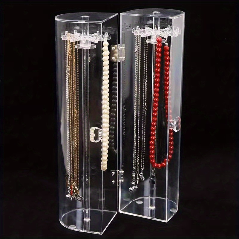 1pc   earrings necklace bracelet desktop storage box transparent hanging jewelry display rack dustproof necklace display shelf   suitable for   accessories storage racks large capacity jewelry rack best gift for valentines day christmas fathers day for relatives   Product details 8