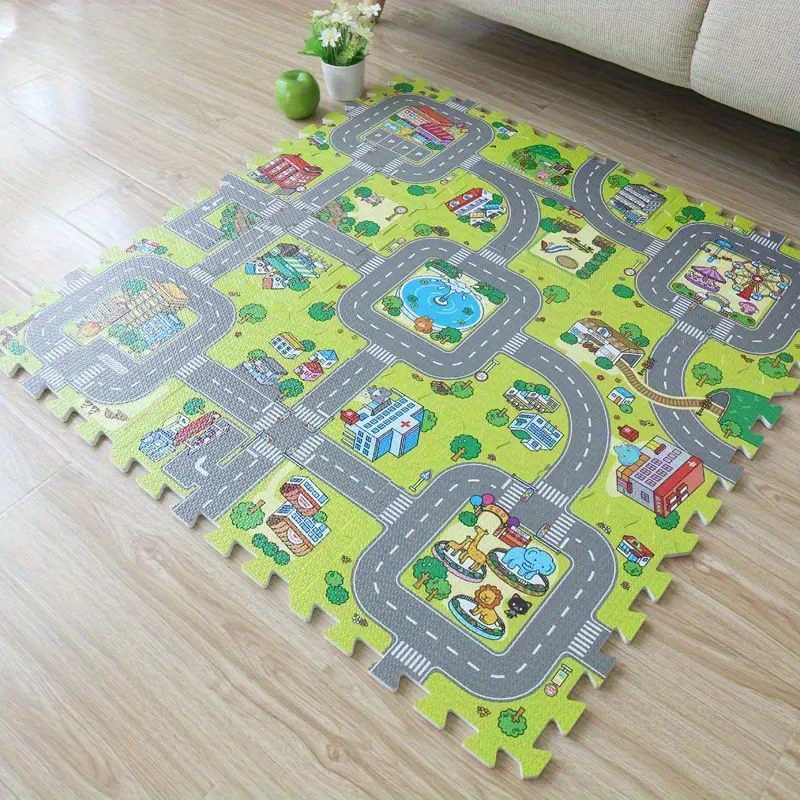 

1pc Eva Splicing Floor Mat, Educational Floor Mat, Bedroom Traffic Map Floor Mat, Yoga Mat