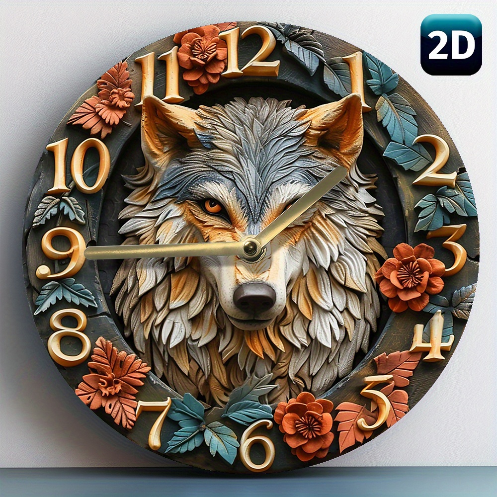 

Wolf Head Totem 8" Silent Quartz Wall Clock - Perfect For Living Room, Kitchen & Entryway Decor - Ideal Thanksgiving Gift For Men (aa Battery Not Included)