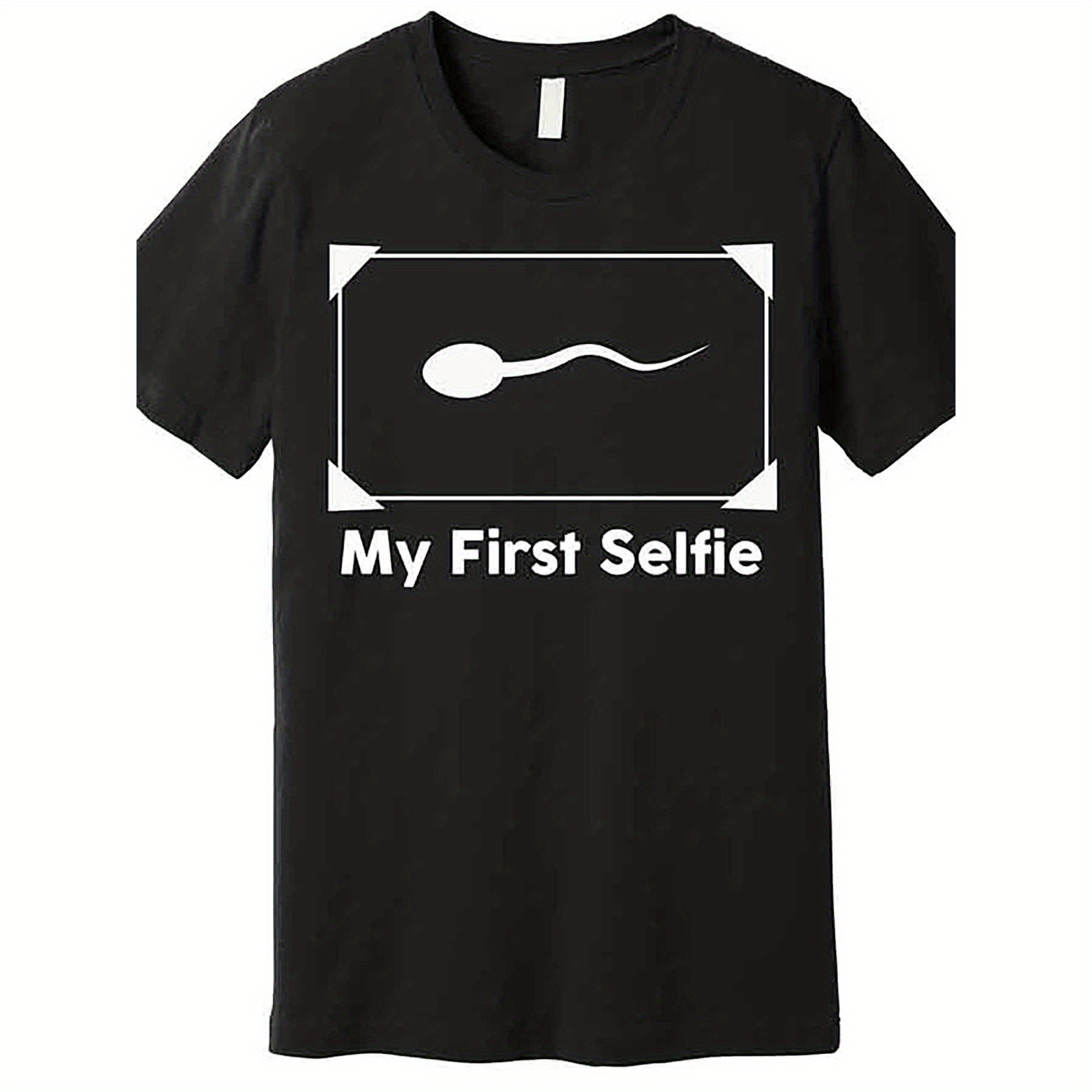 

My First Selfie Funny Imitation Premium T-shirt 229435 Funny Men's Short Sleeve Printed T-shirt Series Black Aa