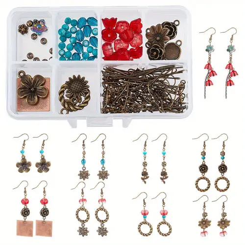 diy pairs wings earring making kit including wings charms dragonfly fabric wing pendants glass beads findings for women earring jewellery making adults