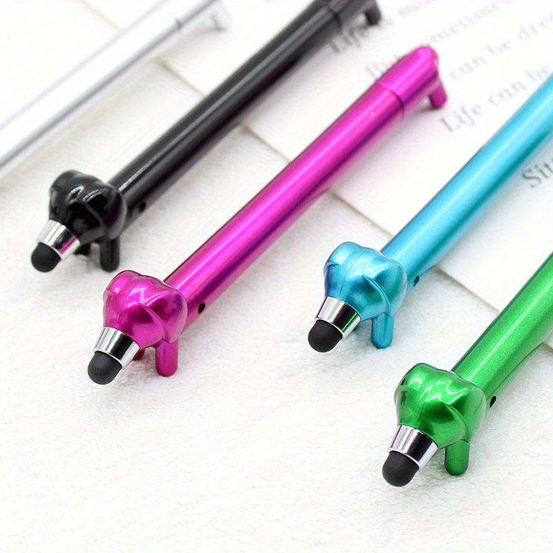 

5 Pcs Cute Puppy-shaped Retractable Ballpoint Pens - Medium Point, Fun Office & School Supplies, Random Colors