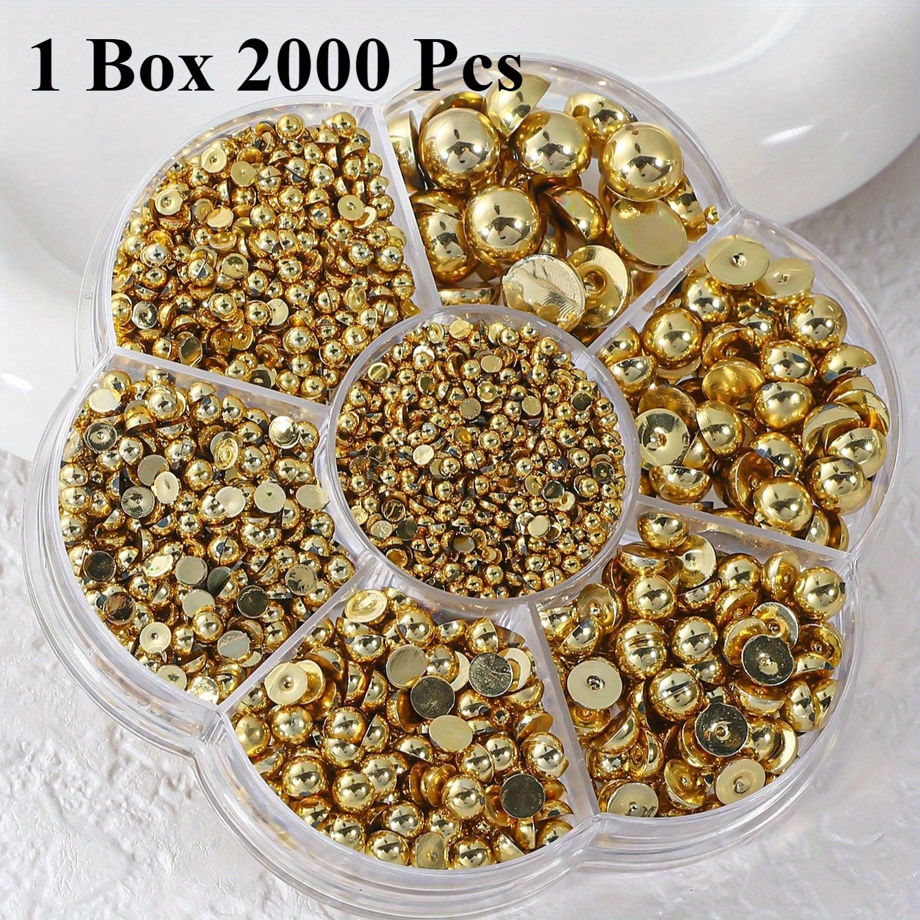 2000pcs Elegant Nail Art Decorations - Assorted Sizes, Half-round & Flatback, Odorless Diy Nail Charms & Gems For , Nail Art Supplies