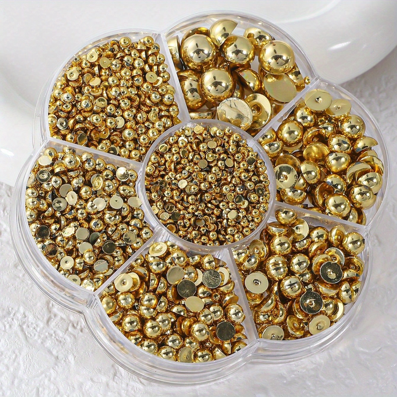 

2000pcs Elegant Nail Art Decorations - Assorted Sizes, Half-round & Flatback, Odorless Diy Nail Charms & Gems For , Nail Art Supplies