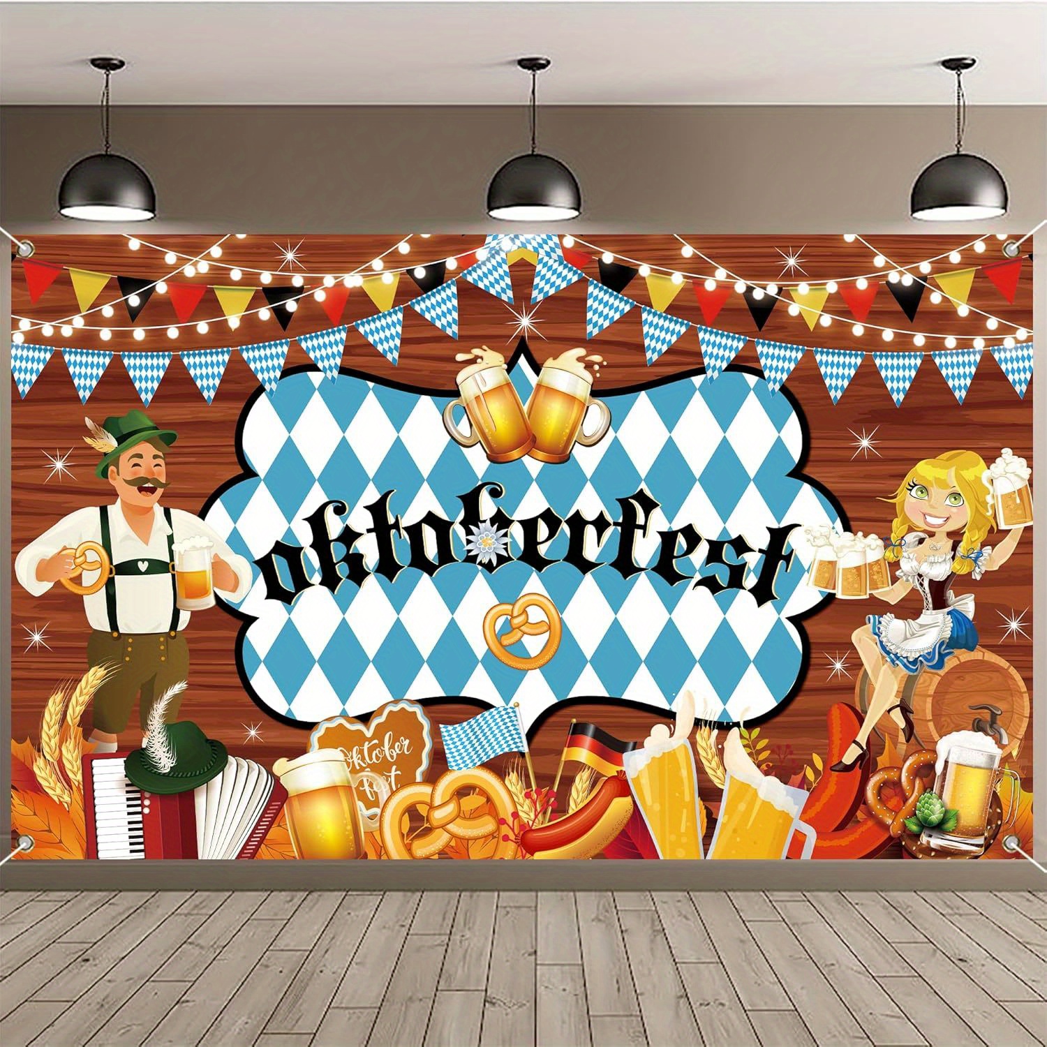 BELECO 7x5ft Fabric Oktoberfest Backdrop Germany Bavaria Town