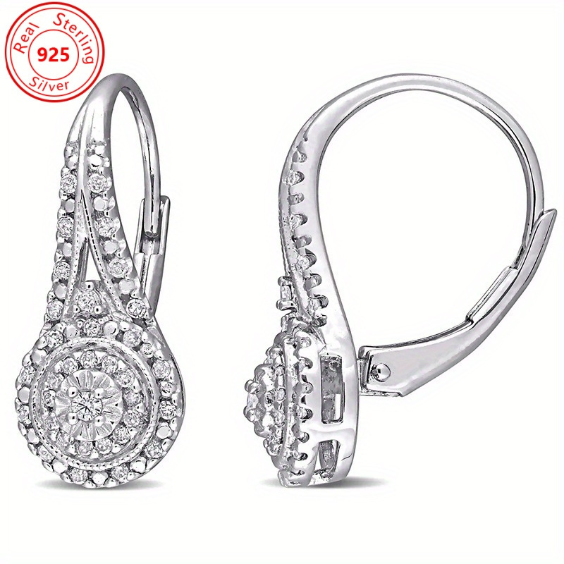 TEMU A Pair Of S925 - Exquisite Luxurious Silver-plated Earrings - Sexy With Sparkling Zirconia Pendants - A Gift For Her