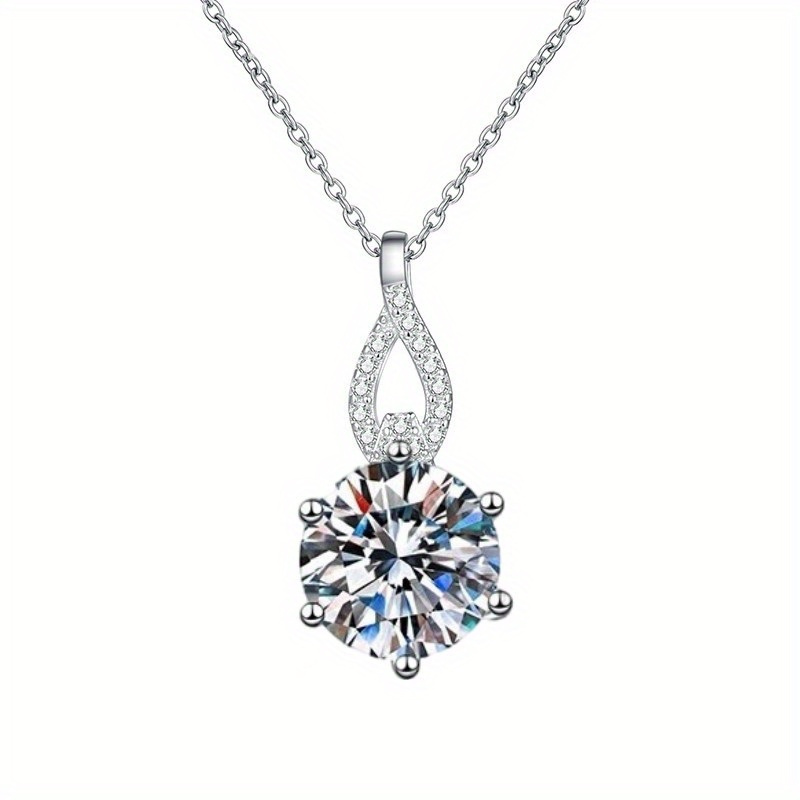 

6.5ct Hearts And Arrows Moissanite Round Necklace Lock