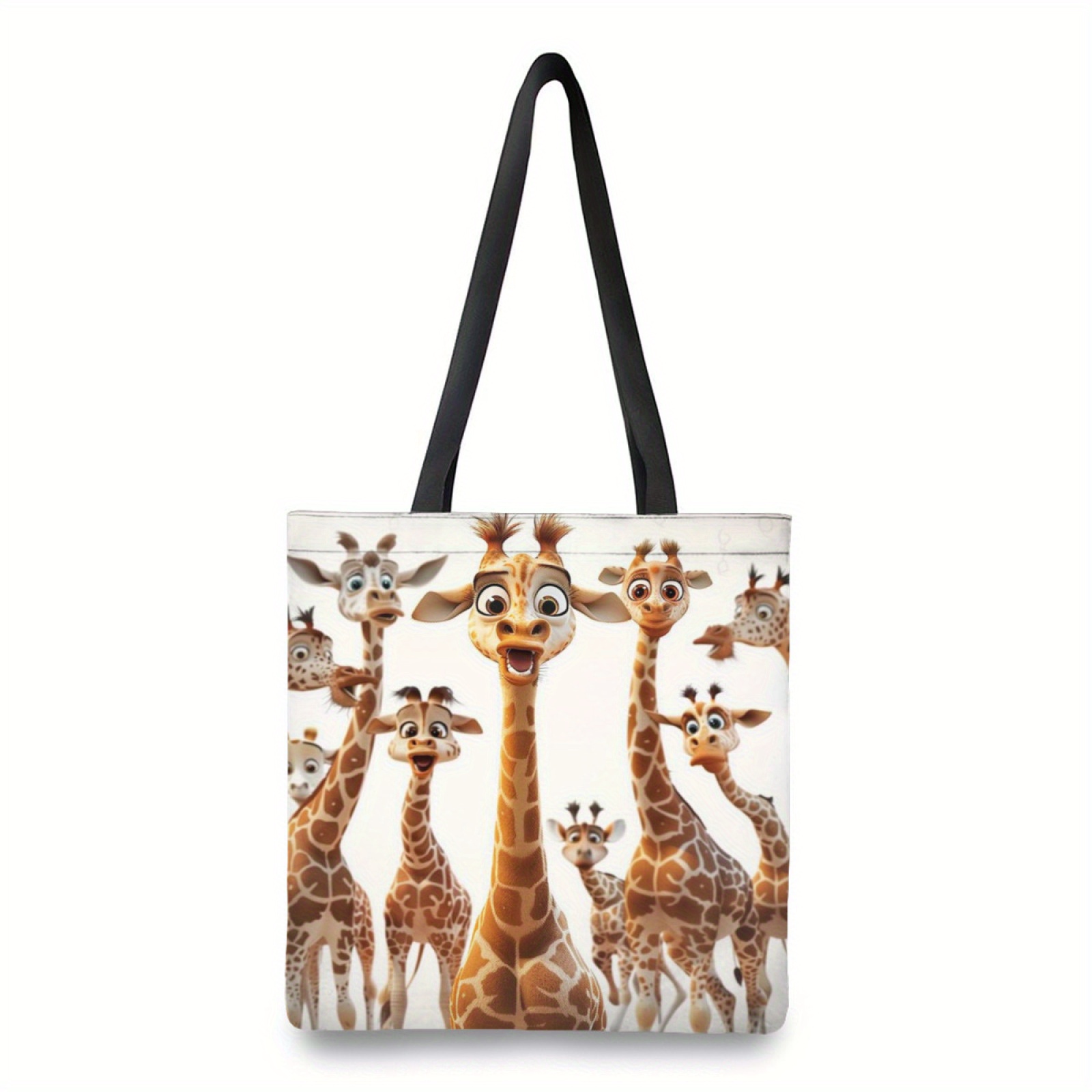 

Chic Giraffe Print Canvas Tote Bag - , Reusable Shoulder Bag For Shopping, Travel & School