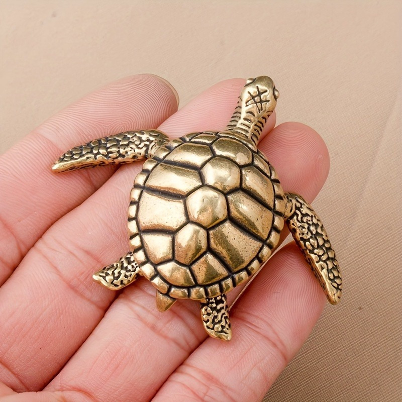 

Handcrafted Pure Brass Turtle Brooch - For Home, Office & Holidays, Turtle Gifts