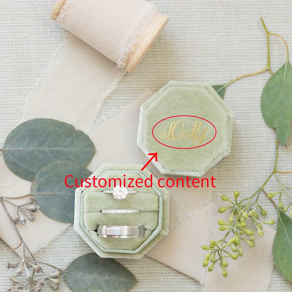 

Personalized Velvet Ring Box - Octagonal 3-slot Jewelry Case For Weddings, Engagements, Anniversaries & Special Occasions