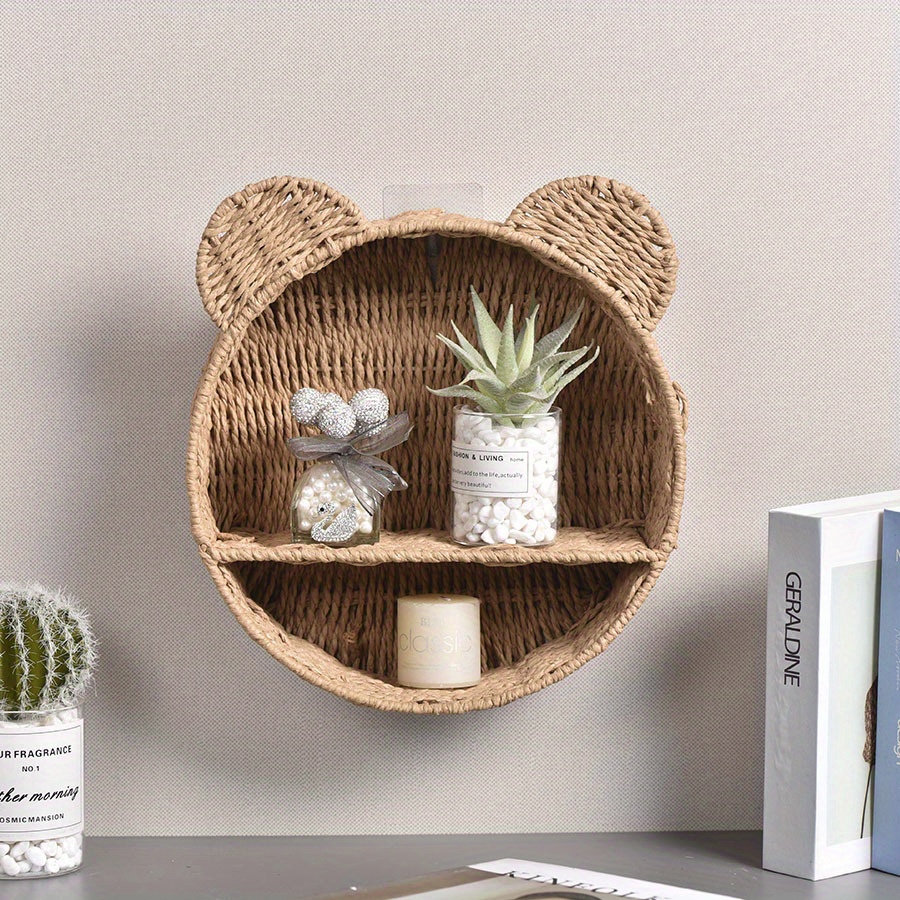 

1pc Cat's Ears (steamed Cat-ear Shaped Bread) Storage Rack Round Storage Basket Bedroom Wall Mounted Cosmetics Storage Rack Meat Plant Display Rack