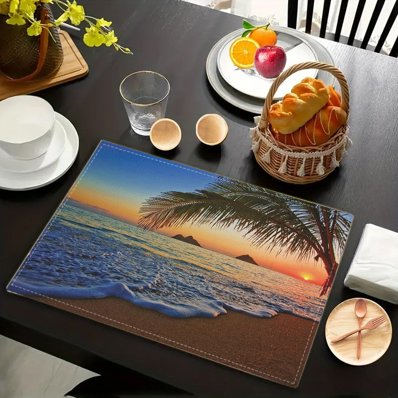 

2/4pcs Fashion Print Placemats Washable Placemats Stain-resistant And Heat-resistant Table Mats Table Protection Home Kitchen Supplies Holiday Party Scene Decoration Placemats