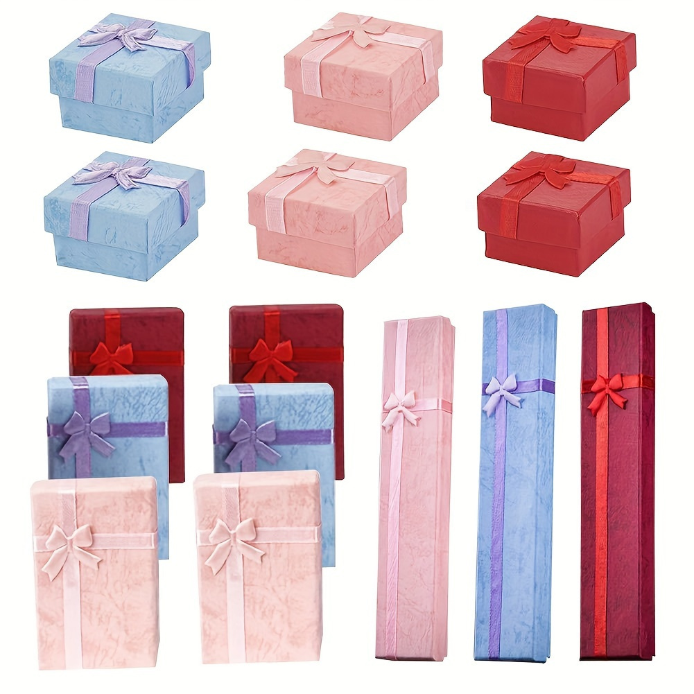 

15pcs Vintage Wooden Gift Boxes With , Rectangular Tabletop Jewelry Display Cases For Necklaces, Bracelets, Earrings, Rings, Watches - Elegant Bow Accents, No Electricity Needed, Jewelry Boxes