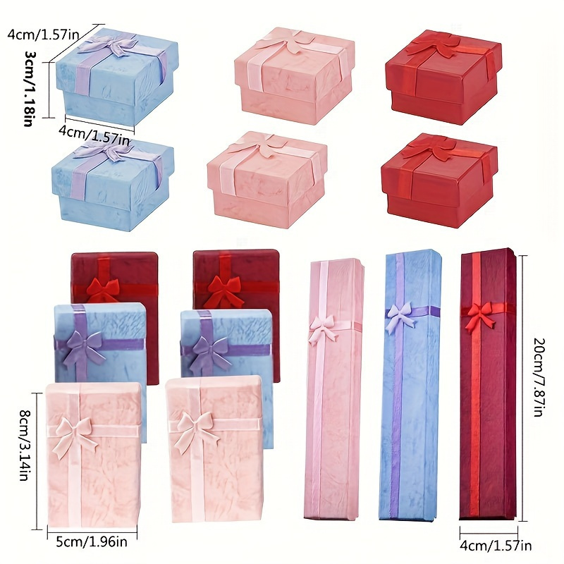 JIHUOO Geschenkbox & Geschenktüte Set – Weiß, Für Schmuck, 7x9x3 Cm Box + 12x5,7x16 Cm Beutel