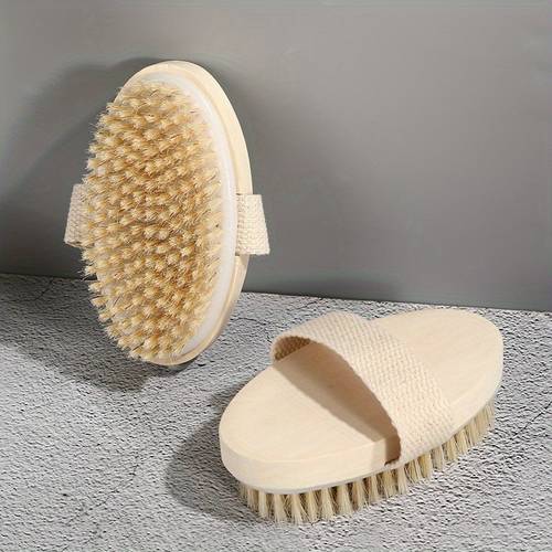 natural wooden bristle body brush soft wet dry massager for deep cleansing and exfoliation