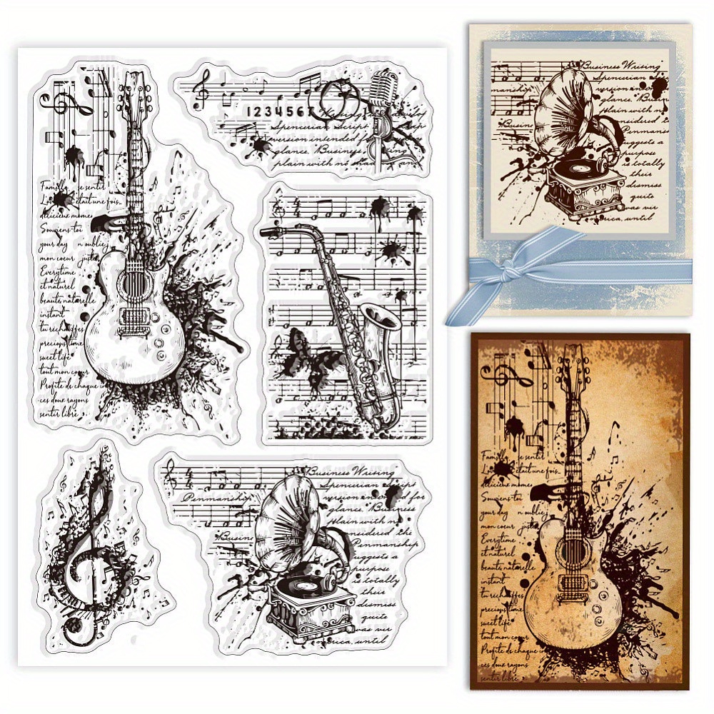 Image of 1sheet Pvc Plastic Clear Stamps For Diy Scrapbooking Photo Album Decorative Cards Making Musical Instruments 160x110x3mm
