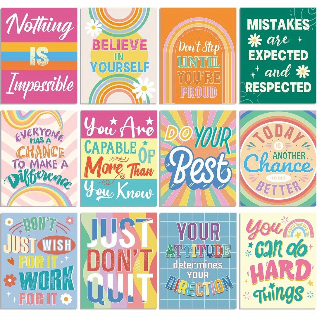 TEMU 12 affiches non encadrées pour , affiches de mentalité de croissance, d'affichage, art mural inspirant, affiche éducative pour chambre d'enfant,