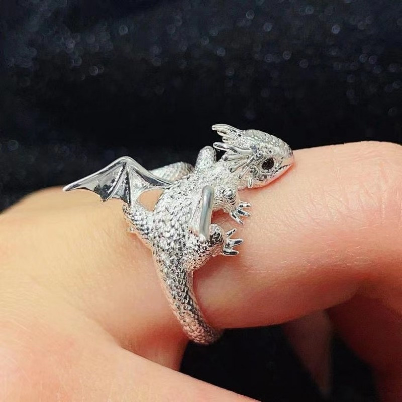 

1pc Gothic Style Adjustable Dragon Ring, Antique Silvery Plated Zinc Alloy, Single Ring