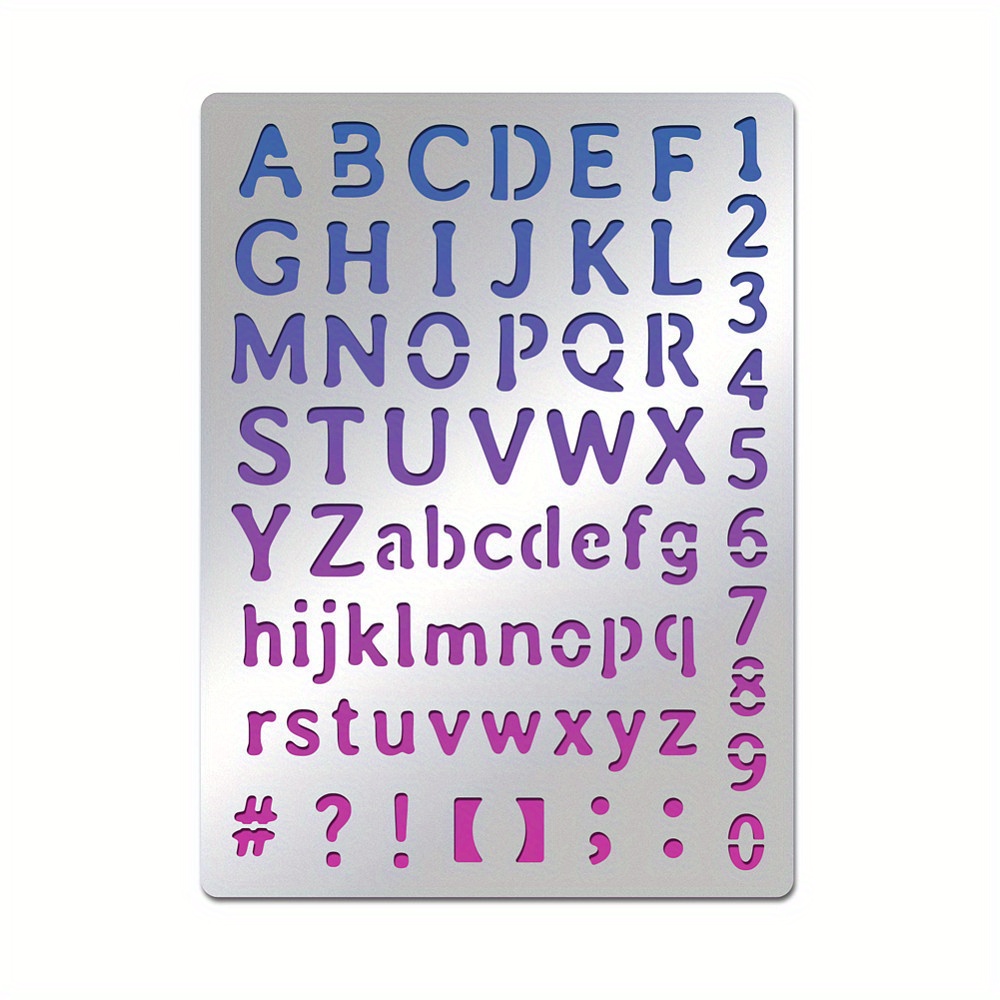 Image of 1pc Metal Letter Stencil Alphabet & Number & Templates Stencil For Engraving Wood And Patterns Lettering Stainless Steel Journal Stencils 5.5x7.5"