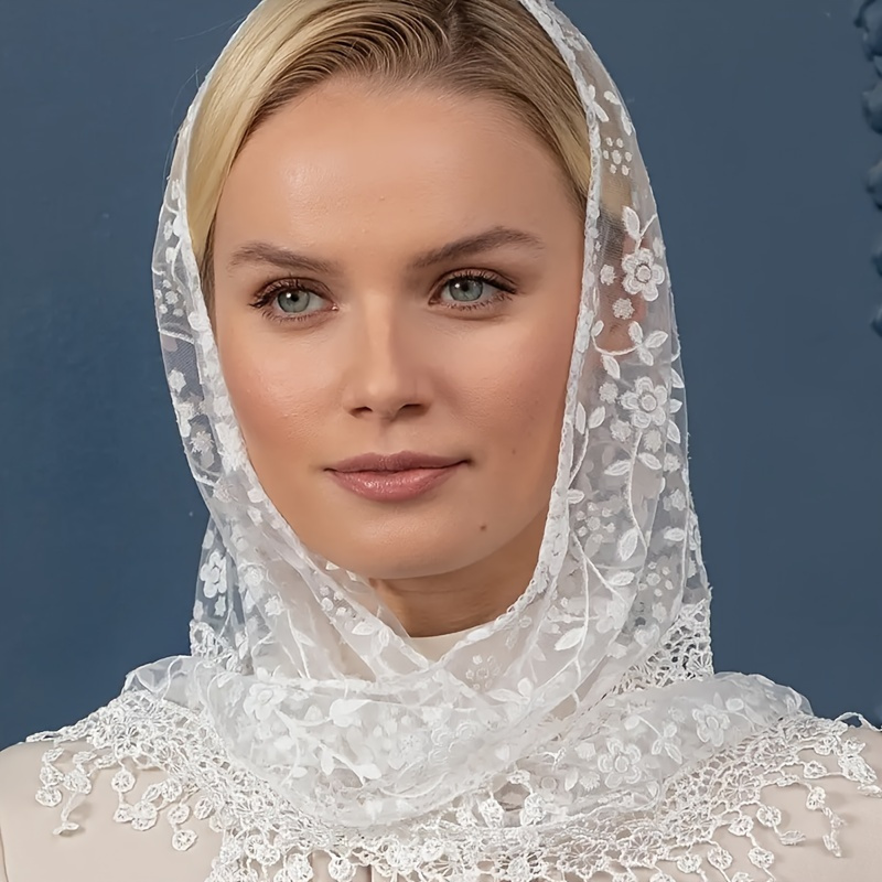 E-shop Prints Blumen-Spitzen-Trikotuch – Leichtes, atmungsaktives Polyester-Shawl mit rosa Blumenmuster | Vielseitige Boho-Stil Kopftuch für alle