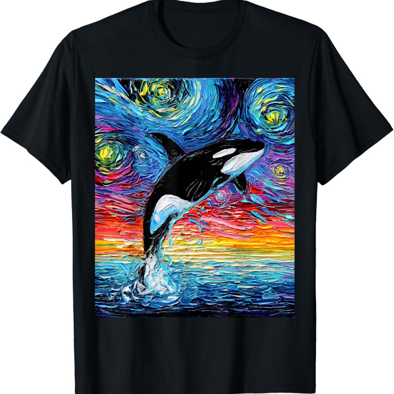 

Killer Whale Starry Night Ocean Art By Aja T-shirt