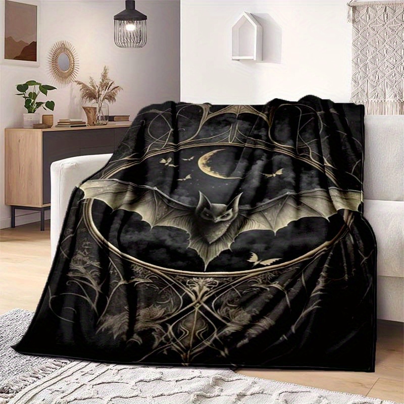 

Dark Bat Printed Fleece Throw Blanket - Suitable For Bedroom, Porch, Indoor, And More