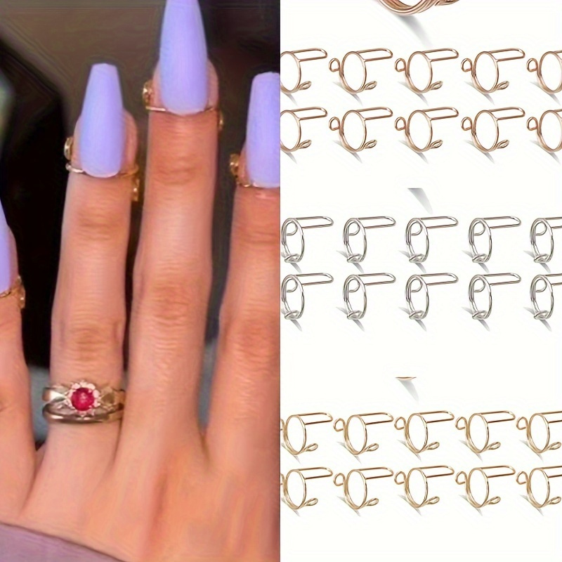 

30 Simple Adjustable Reusable Detachable Nail Rings, Birthday Gift Nail Ornaments For Women