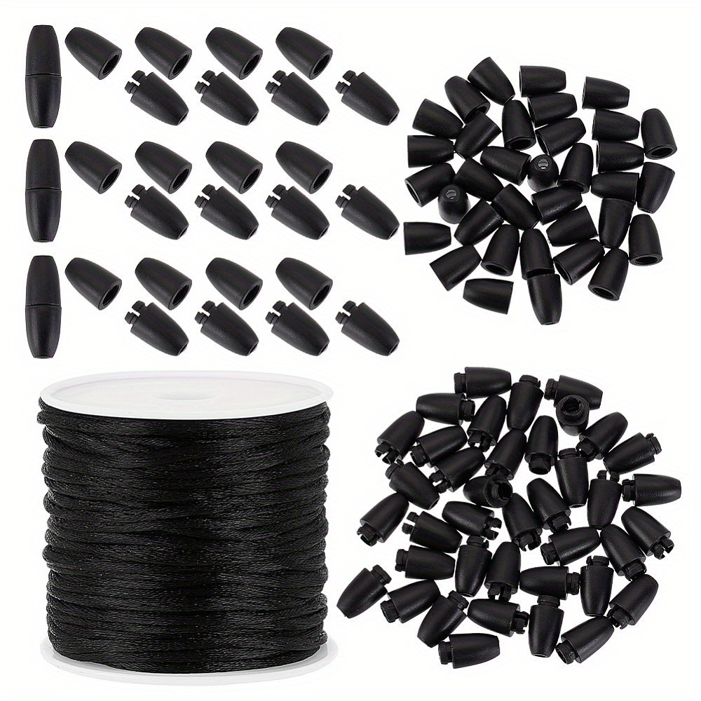 

Superfindings 30 Sets Black Breakaway Clasps With 50 Yards 1.5mm Nylon Lanyard String Cord For Diy Jewelry Making, Necklace And Bracelet Barrel Connectors, Safety Lanyard Necklace Closure Clasp