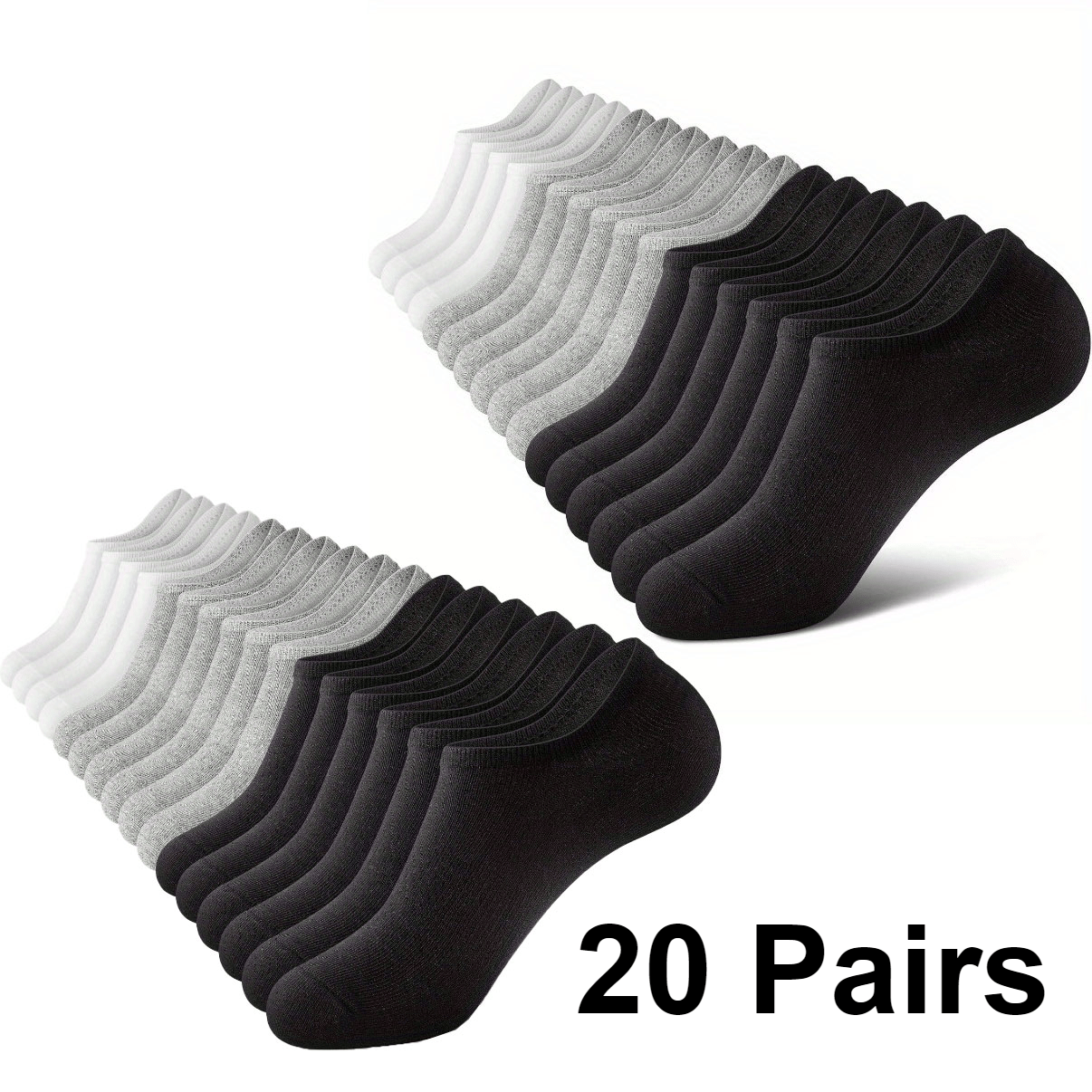 

10/ 20 Pairs Of Men's Summer Cotton Breathable Socks, Low Cut Solid Color Ankle Socks, Men's Short Socks Casual Cotton Socks