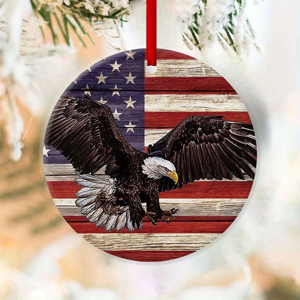 

1pc American Flag Eagle Round Acrylic Decoration Christmas Tree Decoration Gift For Family, Friends And Family