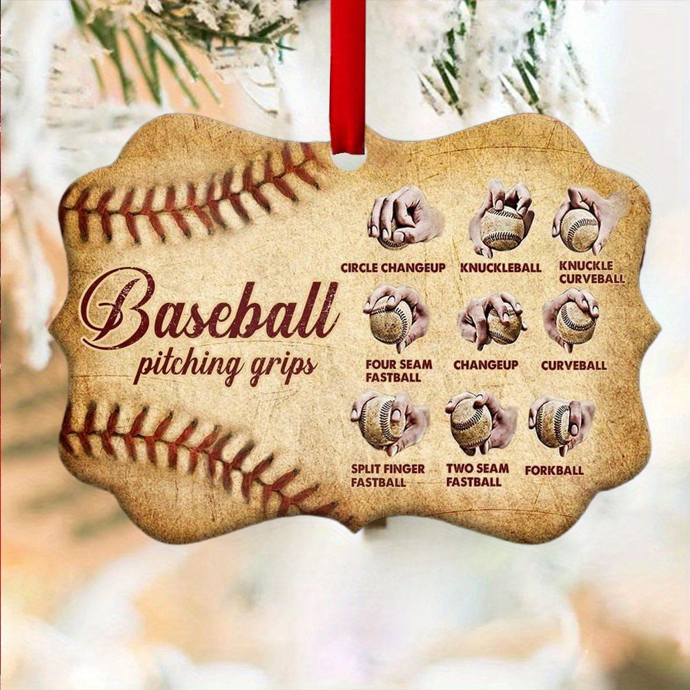 

1pc Baseball Wavy Acrylic Decoration Christmas Tree Ornament For Relatives, Friends And Family Gifts