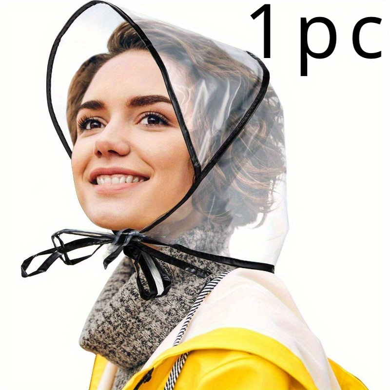 1pc Transparent Plastic Bonnet For Women, Foldable & Portable Daily Headwear, Hand Washable Fashion Accessory, Travel- For Outdoor Use