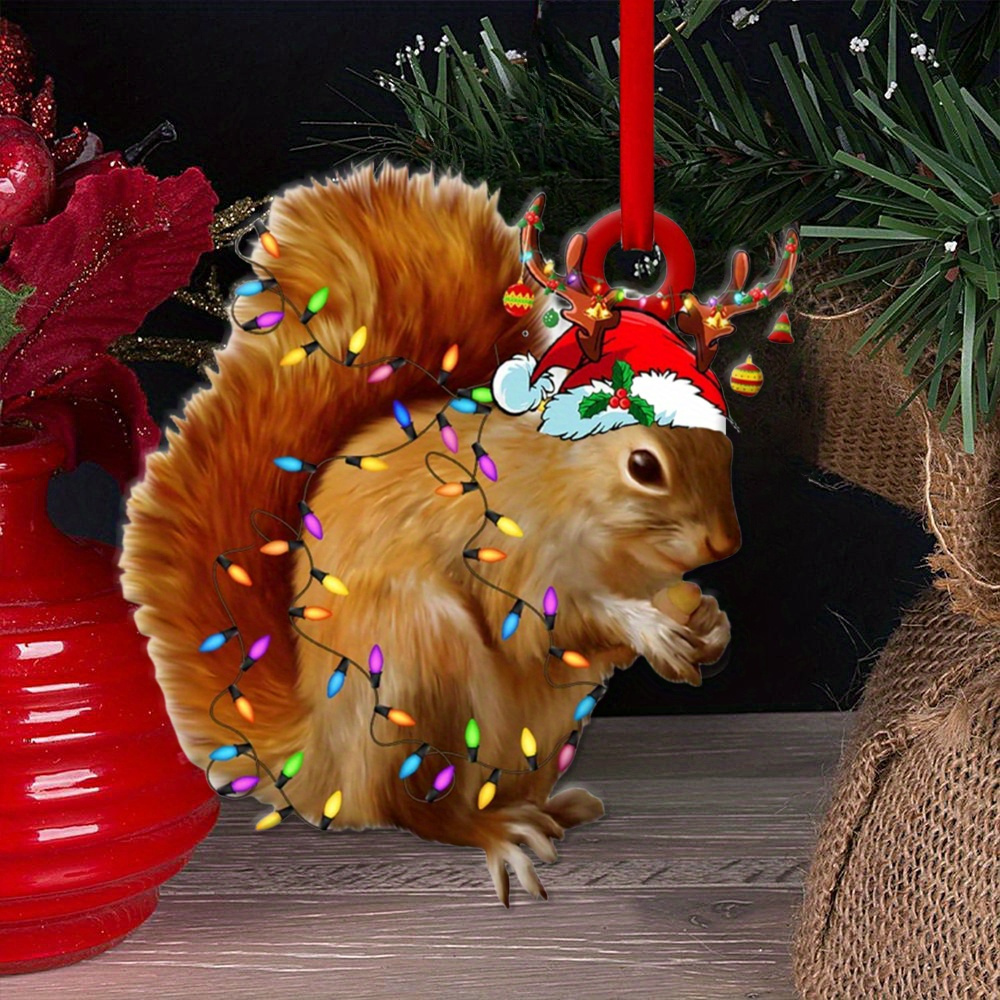 

1pc Christmas Tree Cute Squirrel Acrylic Decoration Christmas Tree Ornaments For Relatives, Friends And Family Gifts