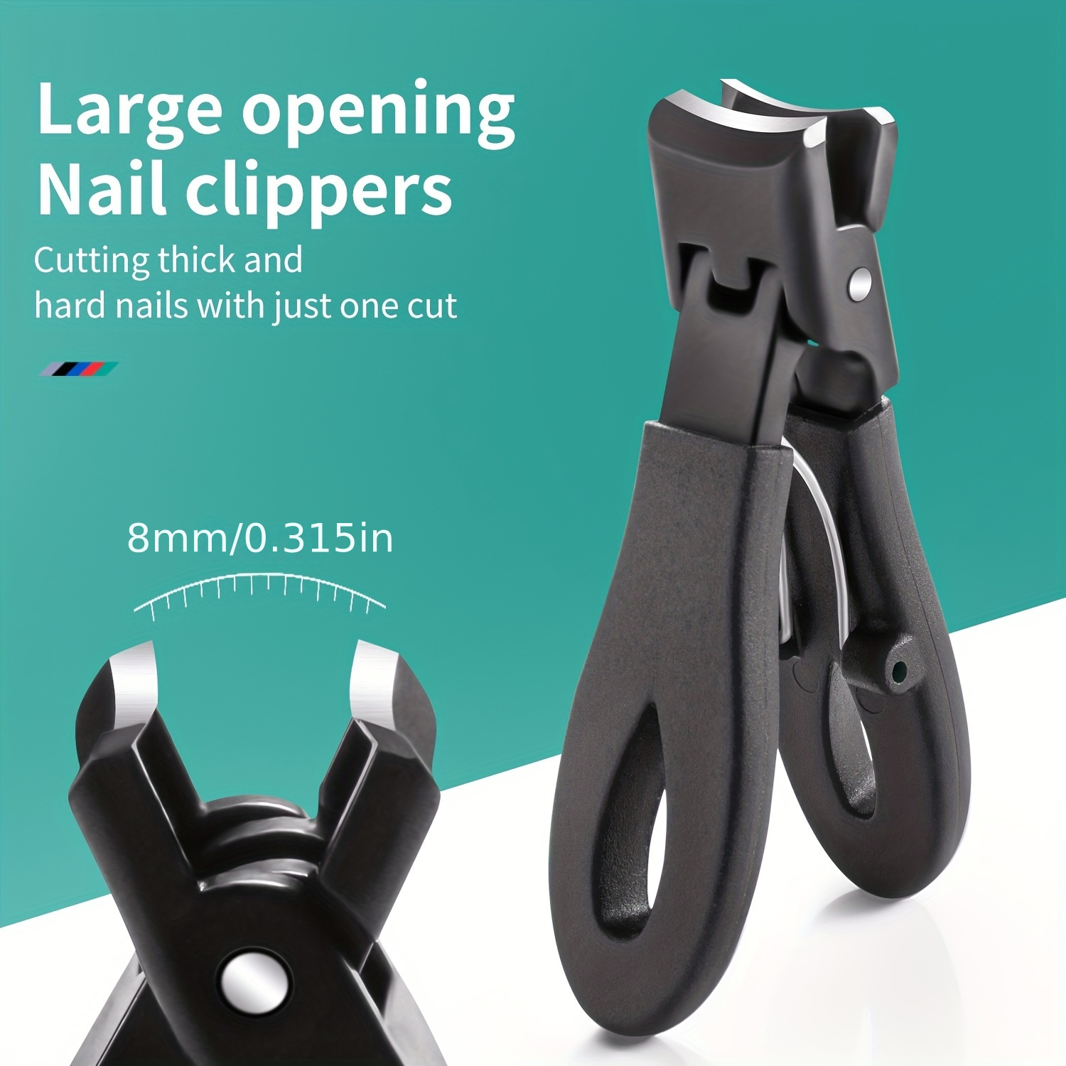 

3pcs Heavy Duty Nail Clippers, Large Opening, 8mm Wide Blade, Splash Proof, Sharp And Durable Manicure Implement, Classic Style-perfect For Thick Nails