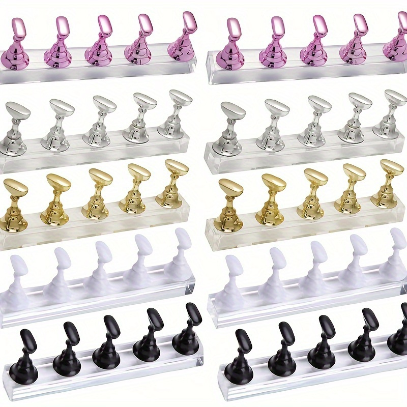 TEMU 10 Sets Of 50pcs Nail Holders For Press Nail Display, Suitable For Nail Painting Exercises, Magnetic Fake Nail Holders, Nail Art Kit Accessories, Nail Salon Equipment And Decorations