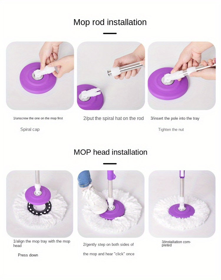 360 rotary mop tray with tornado decontamination device clean without dead angle wash the mop head like   strong decontamination suitable for living room bedroom bathroom kitchen patio metal plastic stainless steel materials details 8