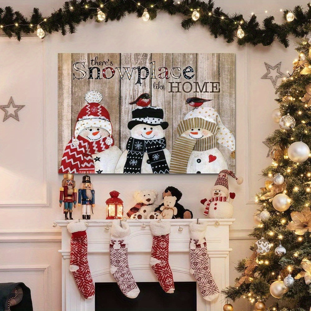 

Snowplace , Cute Winter , Christmas Decorations, Premium Gallery Wrapped Canvas Decor , Ready To Hang, Wrapped Canvas