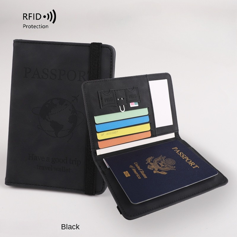 portable pu leather travel passport holder ultra thin passport cover for men and women leather passport protection cover with waterproof   essential for   airplane   details 2