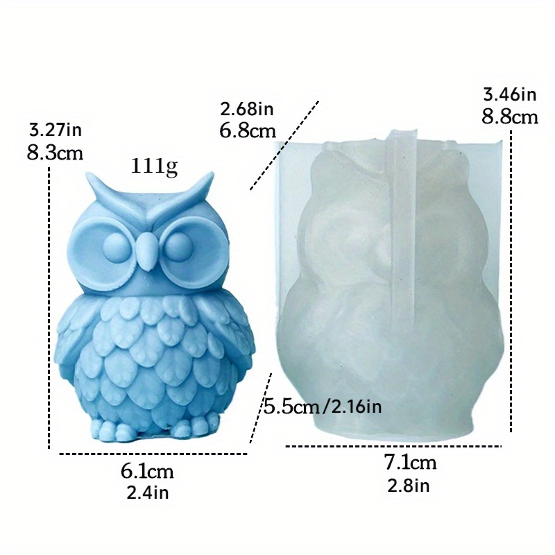 Image of Large Cute Owl Silicone Candle Mold 3d Owl Soap Plaster Resin Crafts Cast Concrete Cement Clay Mold Diy Handmade Animal Candle Making Supplies Fun Handmade