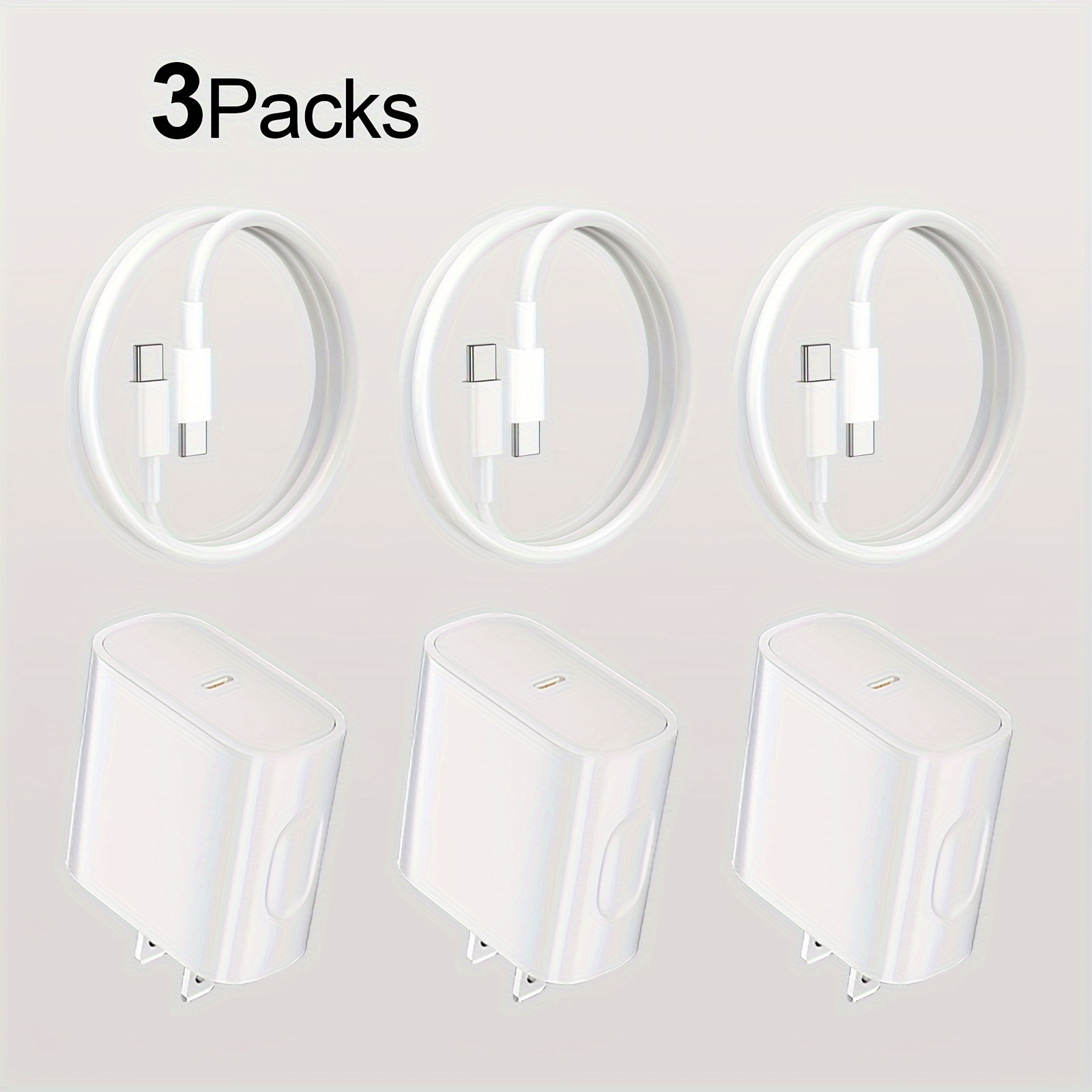 

3 Packs 20w For Iphone 15 And Ipad - Usb-c Adapter 3.3ft And Us - Charging, Safe And , Portable For Use