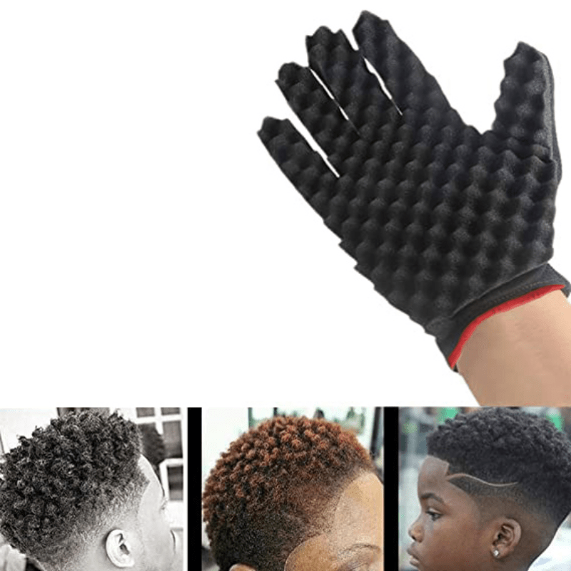 

Magic Curly Hair Sponge Gloves - 1 Pair, Twist & Styling Brush For Afro And Natural Hair, Ideal For