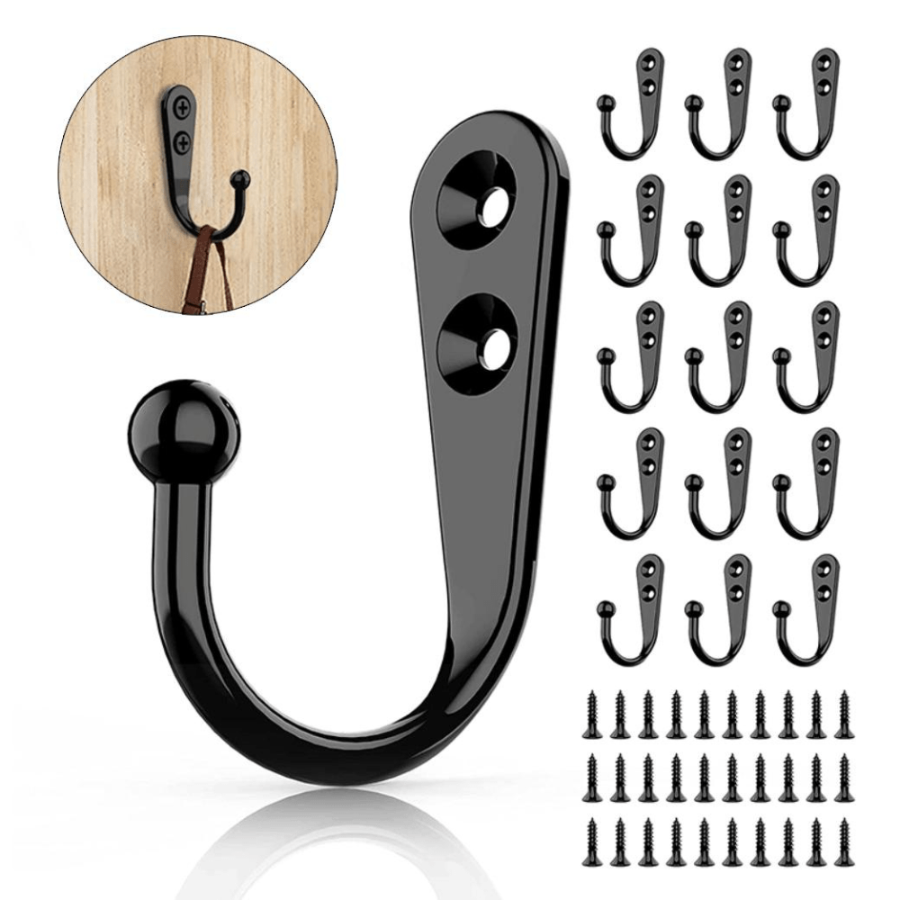 

10pcs Vintage Metal Wall Hooks - Heavy Duty, Easy Install With Screws & Suction Cups For Coats, Towels, Hats | Space-saving Home Decor