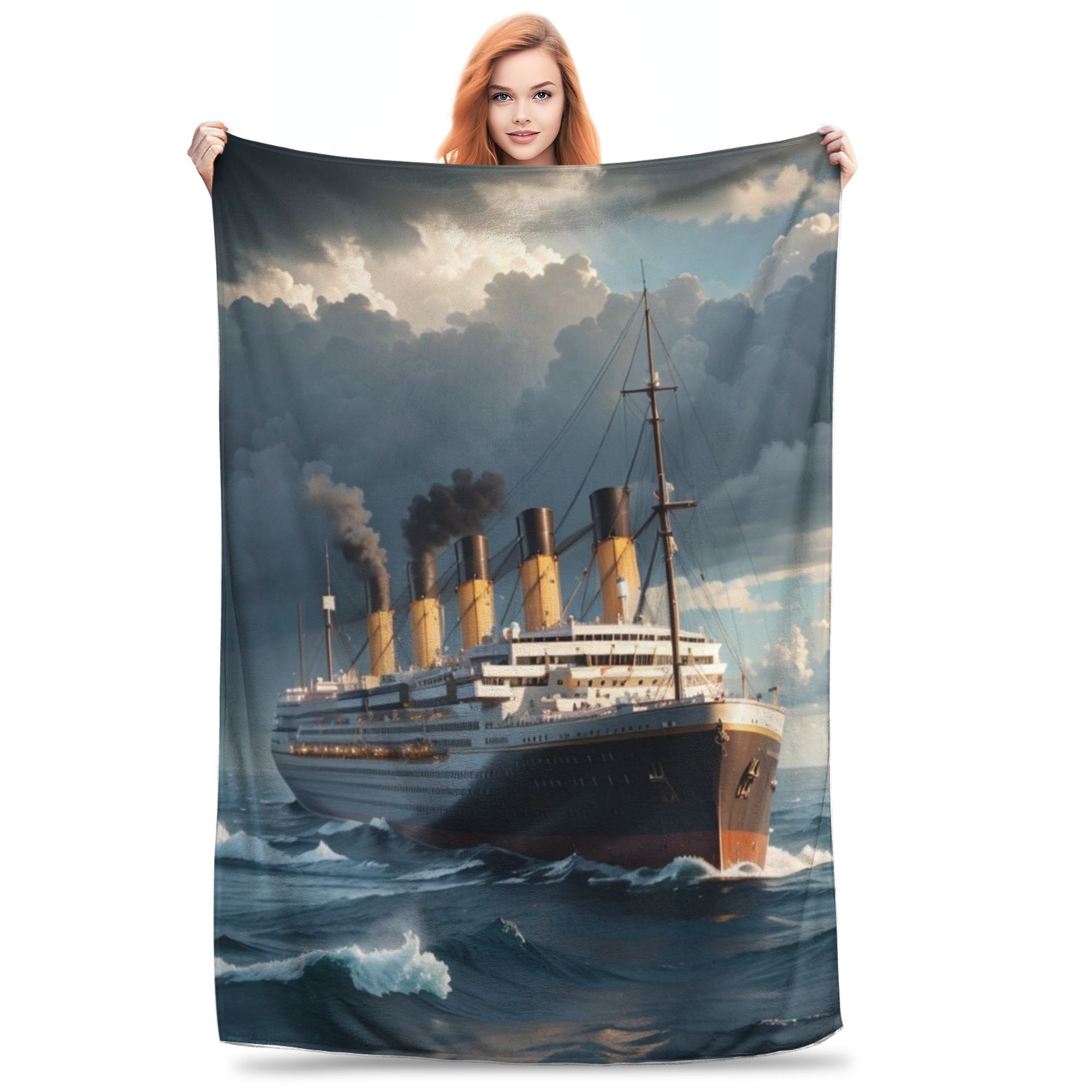 

Titanic Printed Fleece Blanket: Soft And Comfortable, Perfect For Home, Office, Bed, Camping, Or Travel - Suitable For All Seasons