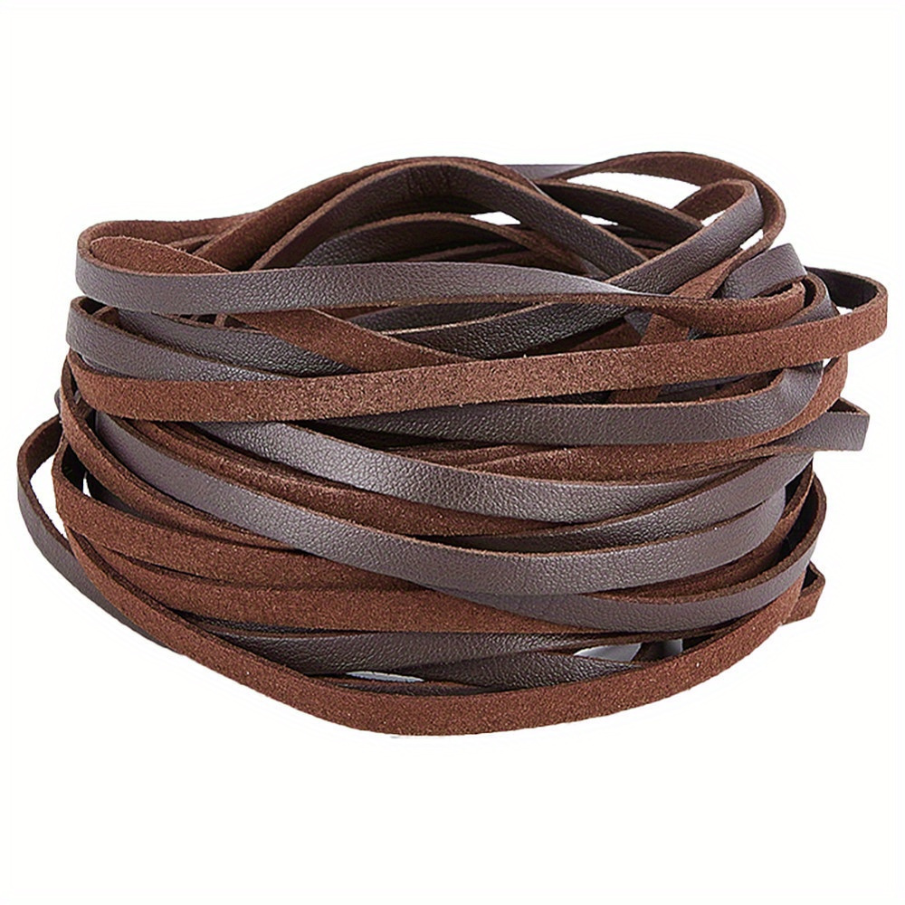 1roll 10m Flat Leather Cord For Pillow Decor Brown 5x1.6mm About 10.94 Yards(10m)/roll